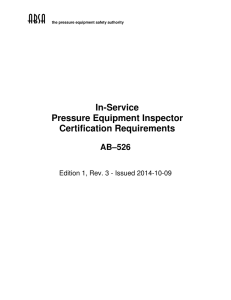 In-Service Pressure Equipment Inspector Certification