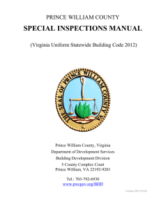 Special Inspections Manual - Prince William County Government