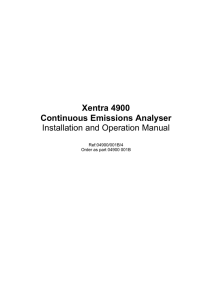 Xentra 4900 Continuous Emissions Analyser Installation and