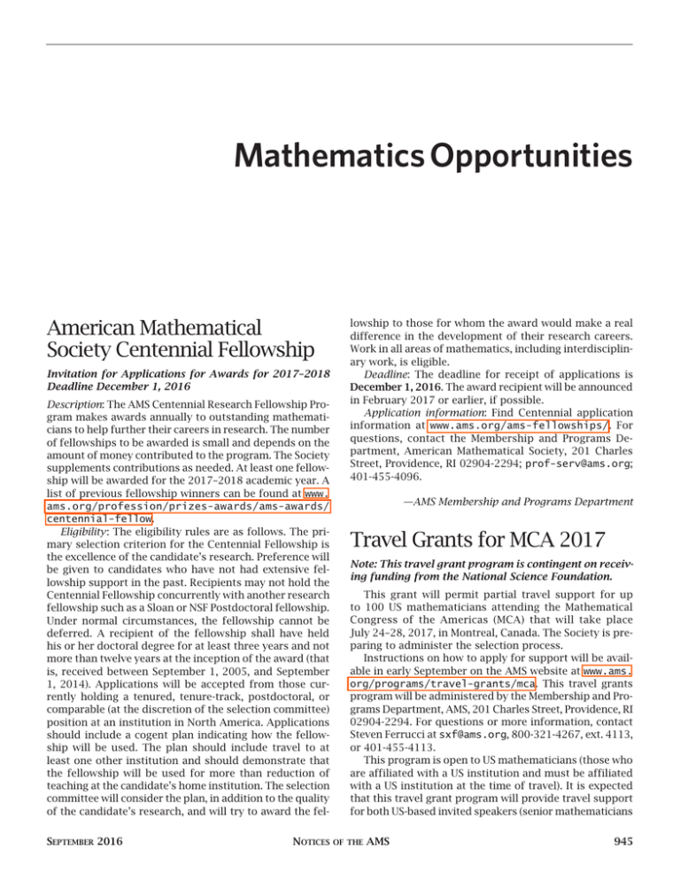 mathematics opportunities