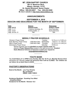 MT. ZION BAPTIST CHURCH ANNOUNCEMENTS SEPTEMBER 4