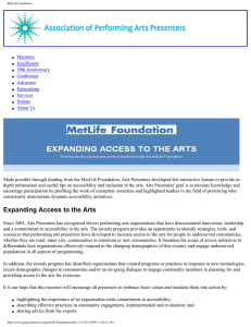 Expanding Access to the Arts - Association of Performing Arts