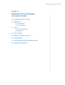 managing and maintaining the haccp system