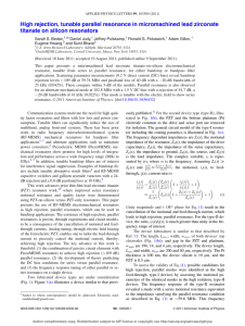 High rejection, tunable parallel resonance in micromachined lead