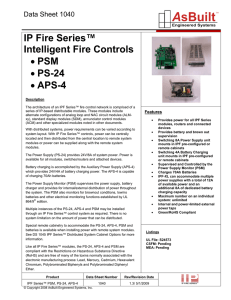 IP Fire Series™ Intelligent Fire Controls • PSM • PS-24 • APS-4