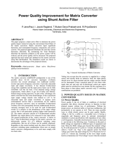 Power Quality Improvement for Matrix Converter using Shunt Active