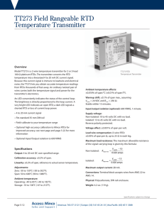 TT273 Field Rangeable RTD Temperature Transmitter