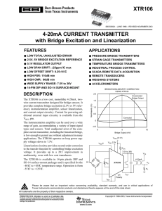 4-20mA Current Transmitter with Bridge Excitation And Linearization