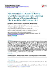 Pakistani Medical Students` Attitudes towards Communication Skills