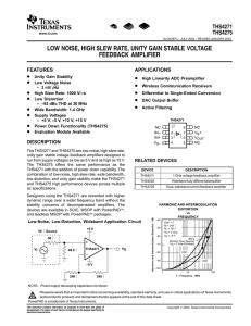 Low Noise, High Slew Rate, Unity Gain Stable Voltage Feedback