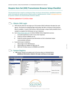Hospice Item Set (HIS) Transmission Browser Setup Checklist