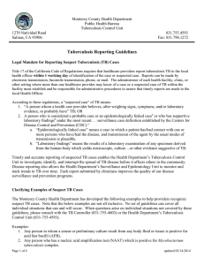 Tuberculosis Reporting Guidelines