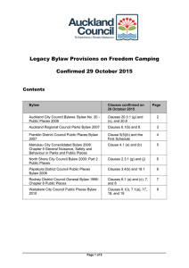 Legacy Bylaw Provisions on Freedom Camping