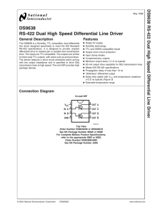 DS9638 RS-422 Dual High Speed Differential Line Driver