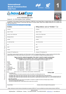International Booth Construction Order Form