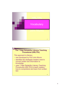 HRLTPs Vocabulary John Munro