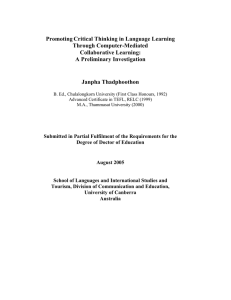 Promoting Critical Thinking in Language Learning Through