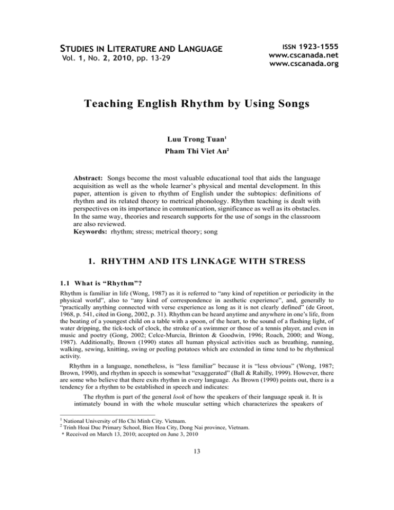 Teaching English Rhythm By Using Songs