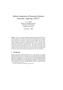 Definite Integration of Parametric Rational Functions