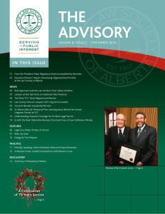 Click here to view the PDF version of The Advisory