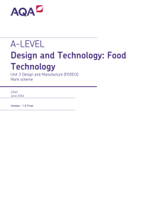 Food Technology Mark scheme Unit 03 - Design and