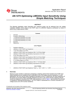 Optimizing LMX243x Input Sens Using Simple Matching Techniques
