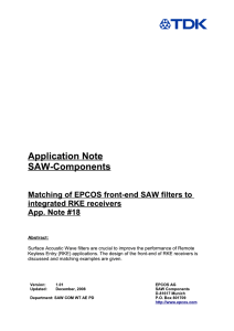 SAW Components: Application Note: Matching of EPCOS front