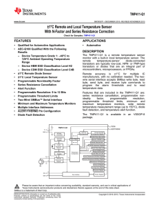 TMP411-Q1 ±1°C Remote/Local Temperature Sensor (Rev. F)