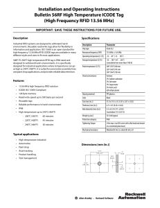 Bulletin 56RF High Temperature ICODE Tag Installation Instructions