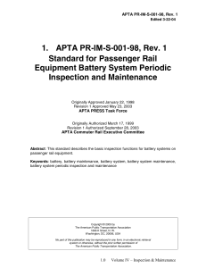 APTA PR-IM-S-001-98, Rev. 1 Standard for Passenger Rail