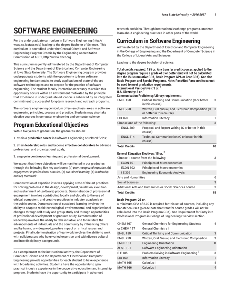 Software Engineering - Iowa State University Catalog