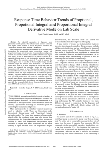 Response Time Behavior Trends of Proptional, Propotional Integral