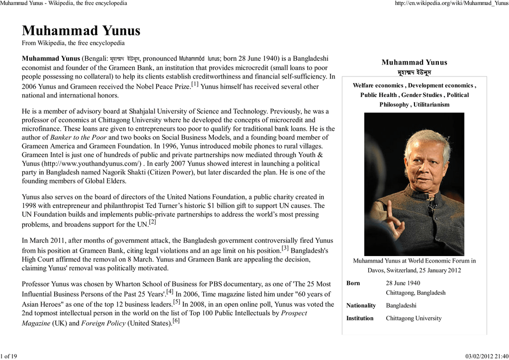 Muhammad Yunus - Wikipedia