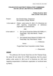 04.01.2016 - Punjab State Electricity Regulatory Commission