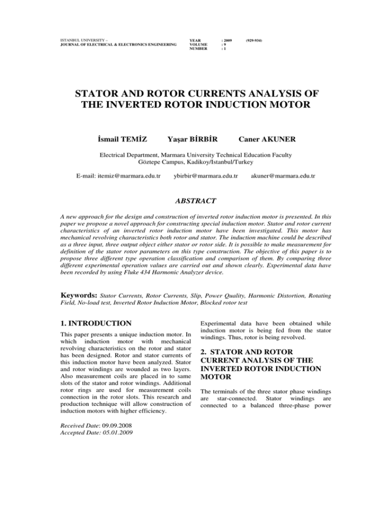 stator and rotor currents analysis of the inverted rotor induction motor