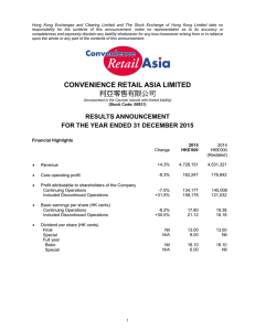 Results Announcement for the year ended 31