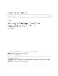 The Army and the Negro During Texas Reconstruction, 1865-1870