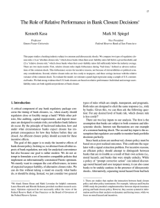 The Role of Relative Performance in Bank Closure Decisions