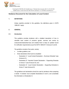 Guidance Document for the Calculation of Local Content