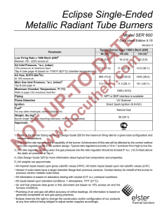 Eclipse Single-Ended Metallic Radiant Tube Burners Model SER 600