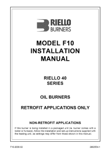 MODEL F10 INSTALLATION MANUAL