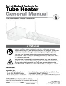 Tube Heater General Manual - Detroit Radiant Products Company