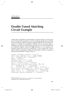 Appendix C: Double‐Tuned Matching Circuit Example