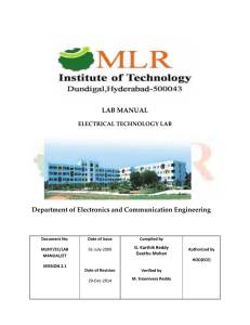 Electrical Technology Lab Manual - MLR Institute of Technology