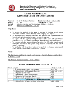 Lecture Plan for EEE 311 (Digital Signal Processing)