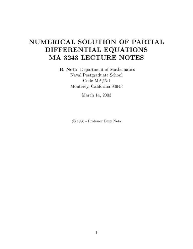 Numerical Solution Of Partial Differential Equations