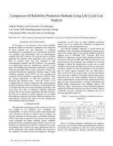 Comparison Of Reliability Prediction Methods Using Life Cycle Cost