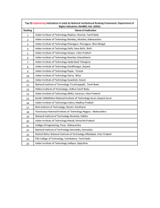 Top 25 Engineering Institutions in India by National Institutional