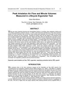 Peak Inhalation Air Flow and Minute Volumes Measured in a Bicycle