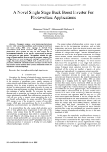 A Novel Single Stage Buck Boost Inverter For Photovoltaic